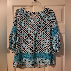 Crown & Ivy Blue and Black Boxy Blouse